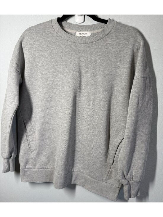 Zenana Tops - Zenana Womens Small Gray Sweatshirt Crewneck Pullover Cozy Pockets Lounge Casual